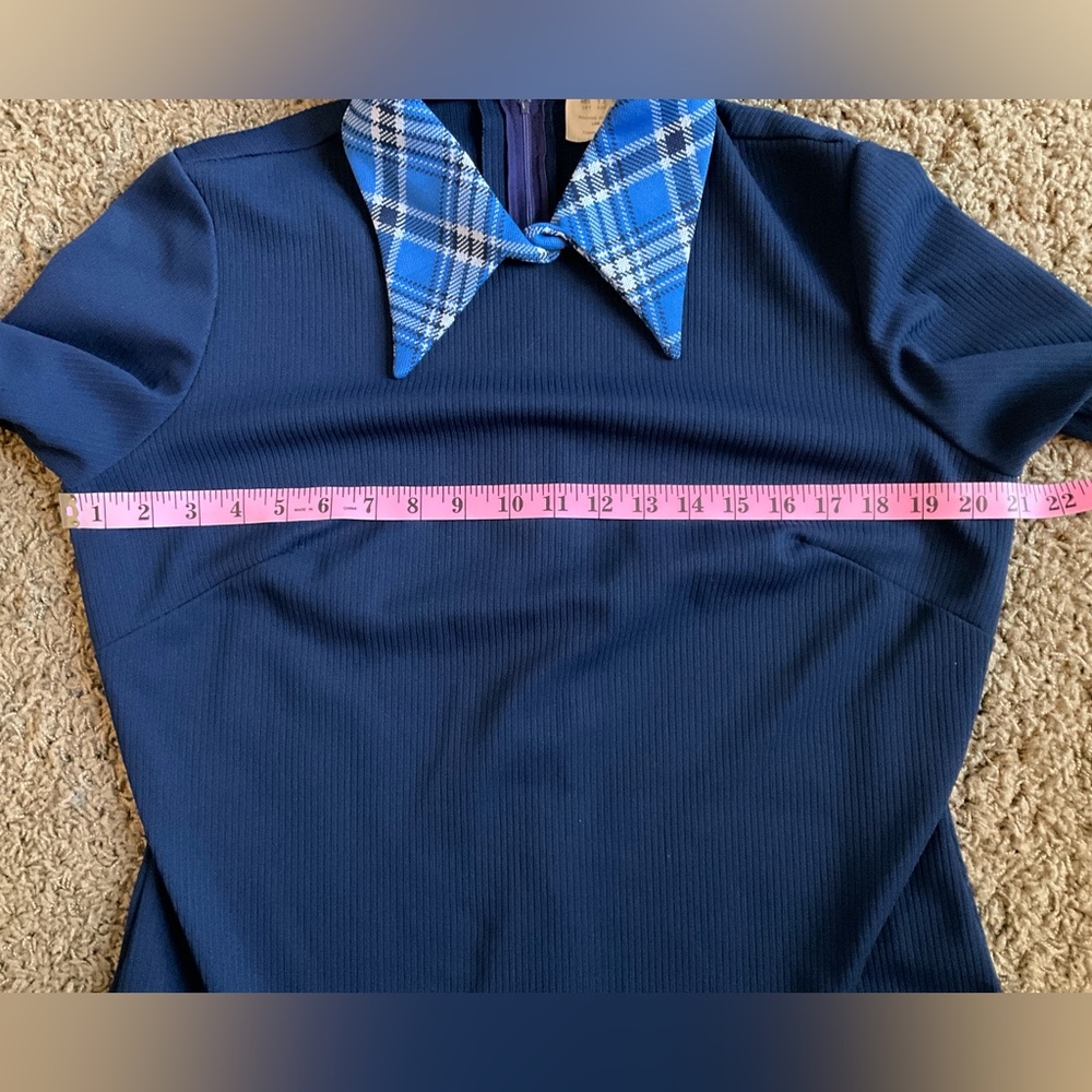 Genuine Vintage 1960’s Blue Long Sleeved Drop Waist Dress, Mod Preppy Academia - Picture 4 of 8